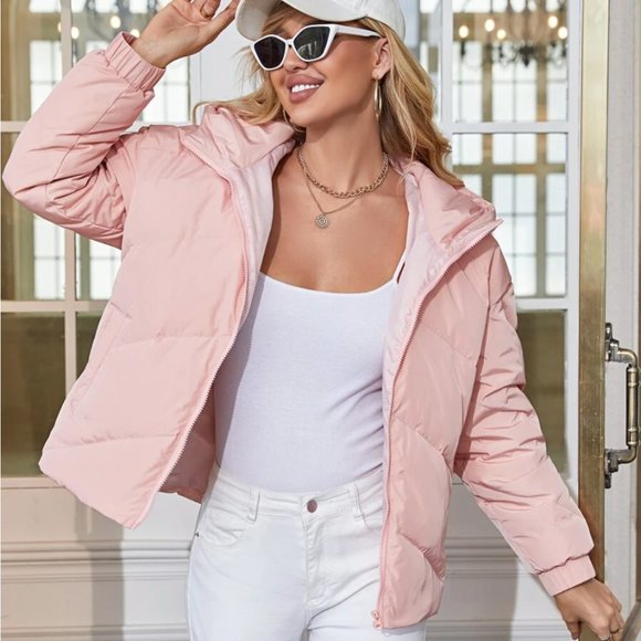 Drop Shoulder Zipper Hooded Down Coat (SHEIN) - Picture 3 of 5